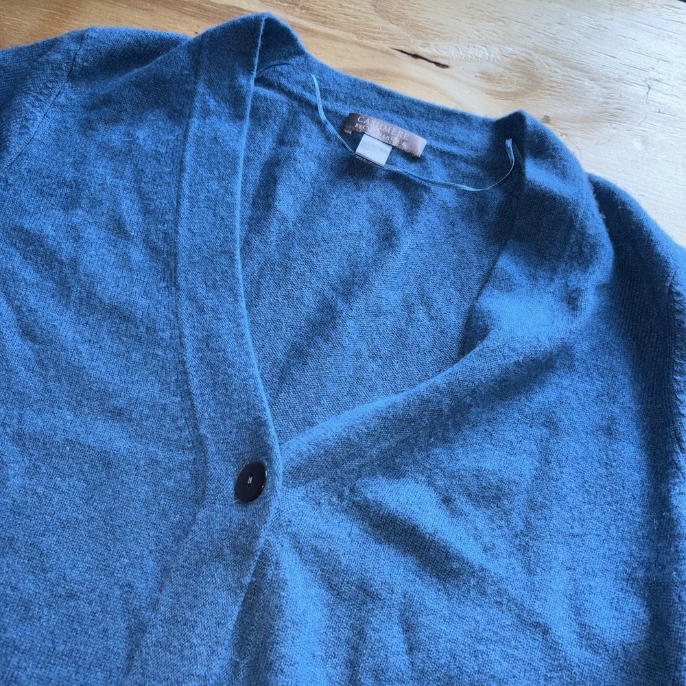 Charter Club 2-Ply 100% Cashmere Cardigan Sweater Medium Turquoise One Button